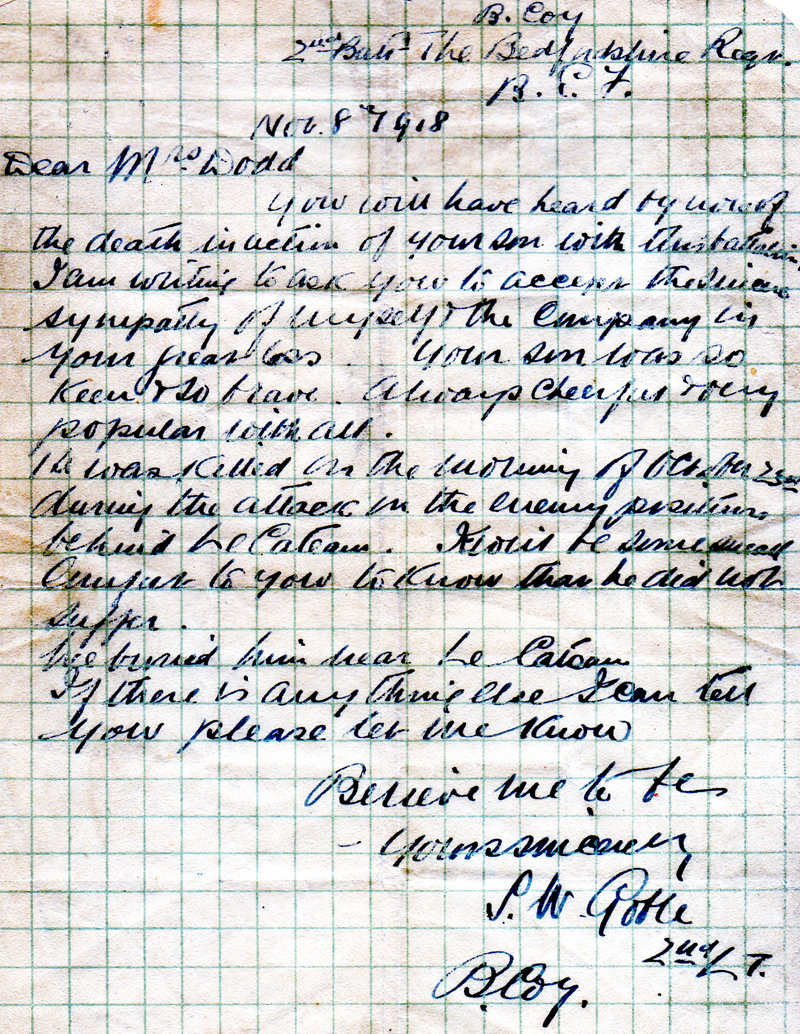 Dodd John Edwin Letter from Goble