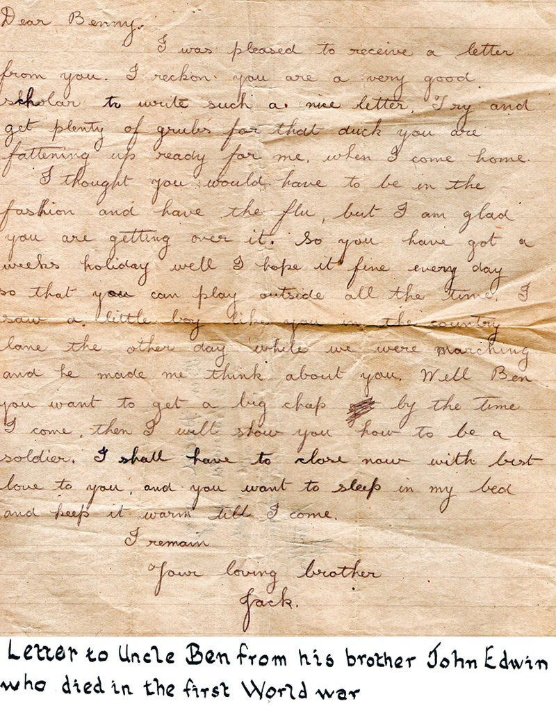 Dodd John Edwin Letter to Brother