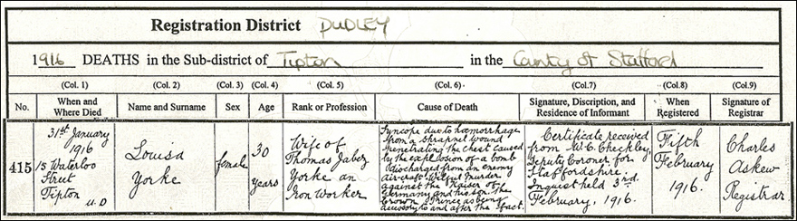 Death certificate for Louisa York