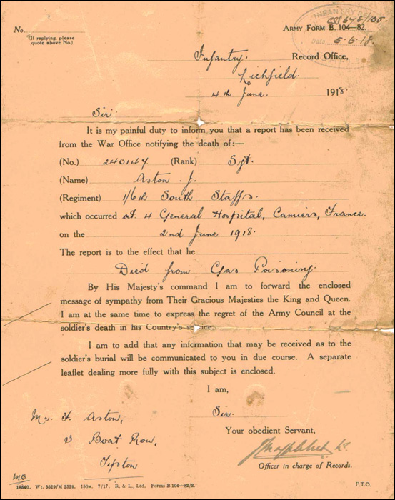 Aston John Death Notification 700